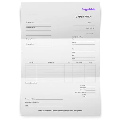 Order Form Template Free Download